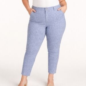 Old Navy Pixie Mid-Rise Ankle Pants Blue White Gingham Checkered Plaid Size 16